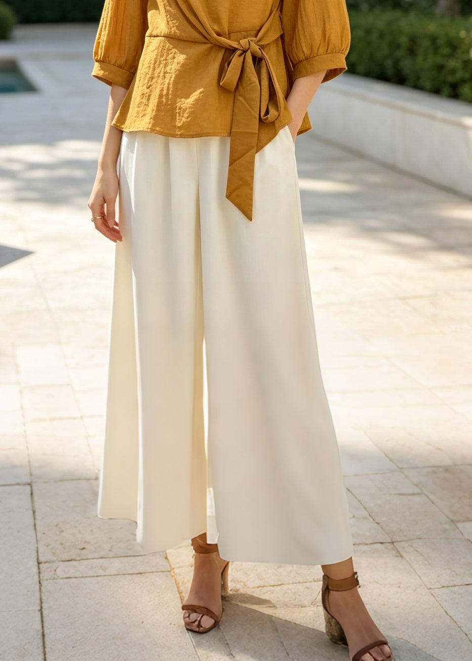 Yellow Cotton Two Pieces Set Oversized Tie Waist Half Sleeve