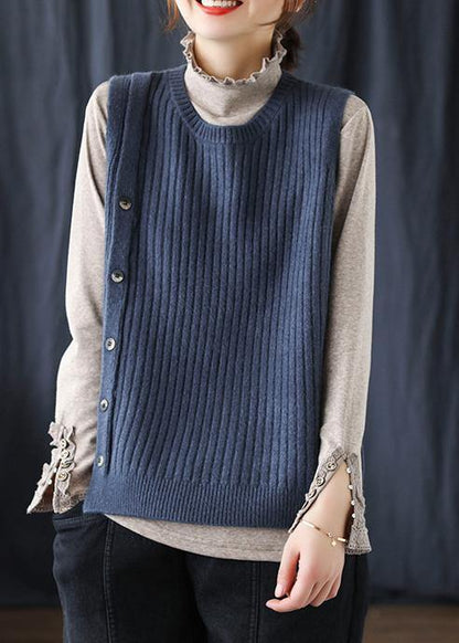 Yellow Crane Tops O Neck Sleeveless Spring Sweaters