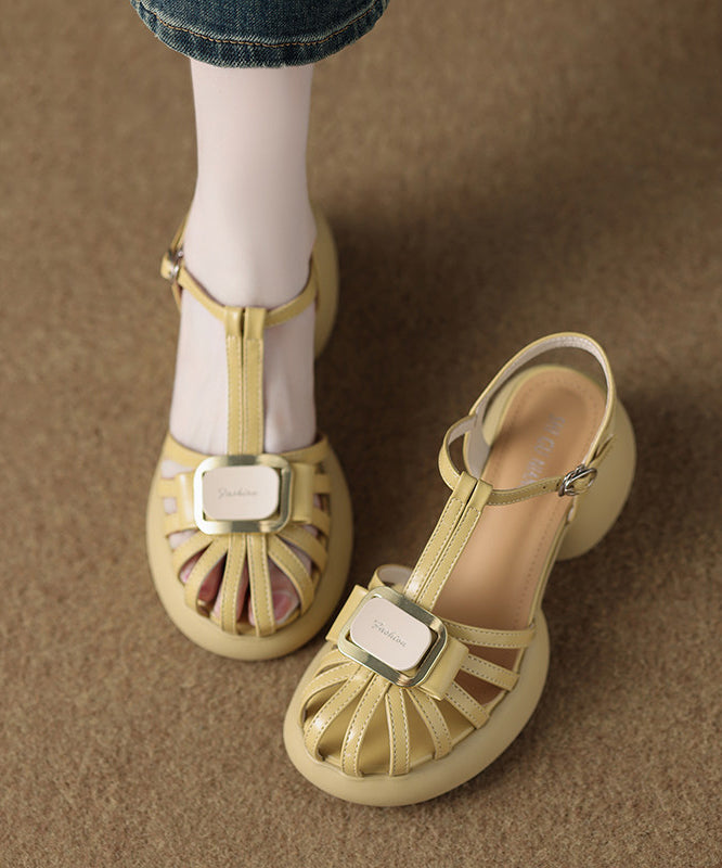 Yellow Sandals Platform Faux Leather Sandals