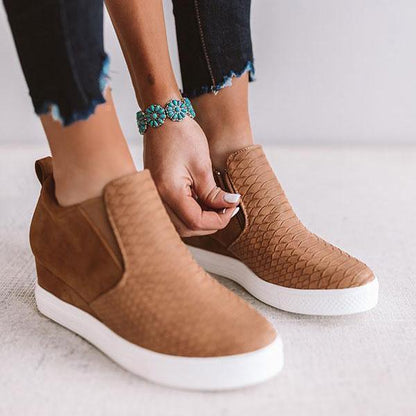 CD | Femei rotund Hollow Wedges Ankle Boots cu fermoar