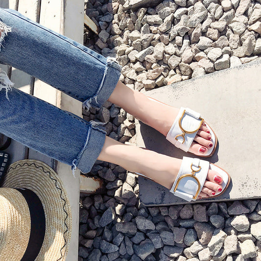 CD | Sandale slip-on elegante cu cataramă statement