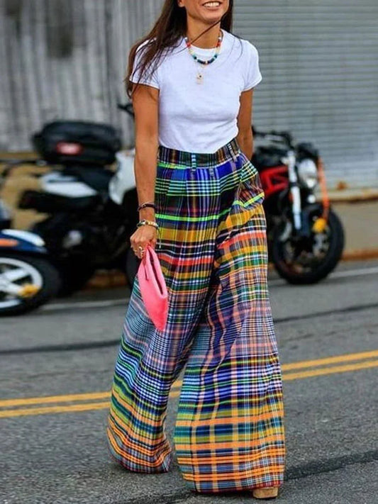 CD | Pantaloni cu imprimeu damier
