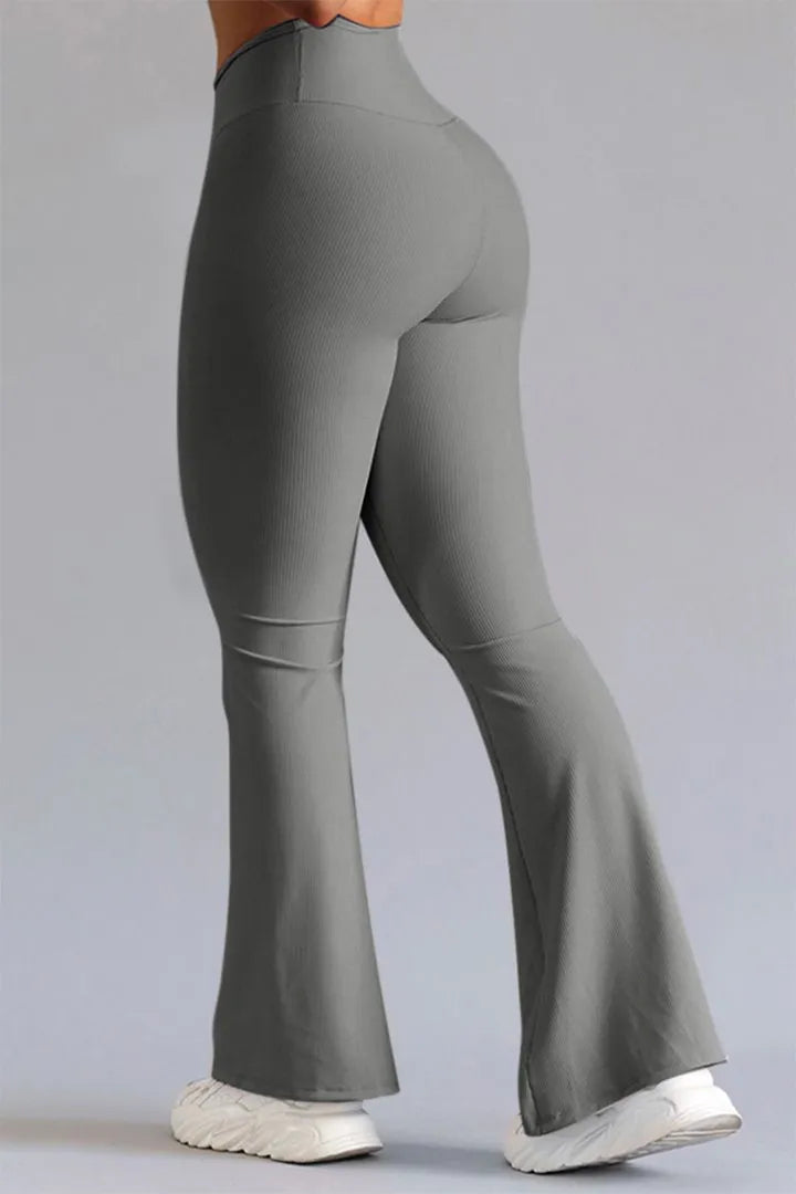 CD | Pantaloni sport din tricot de nervuri cu talie tăiată