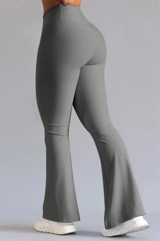 CD | Pantaloni sport din tricot de nervuri cu talie tăiată