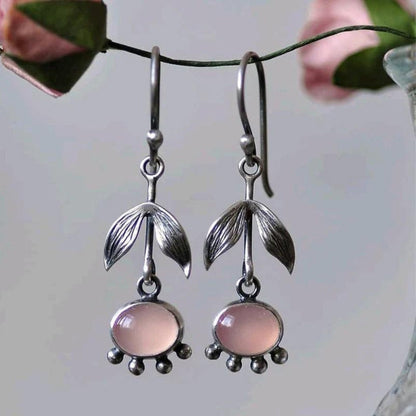 Boho Quartz Pendant Earrings In Silver