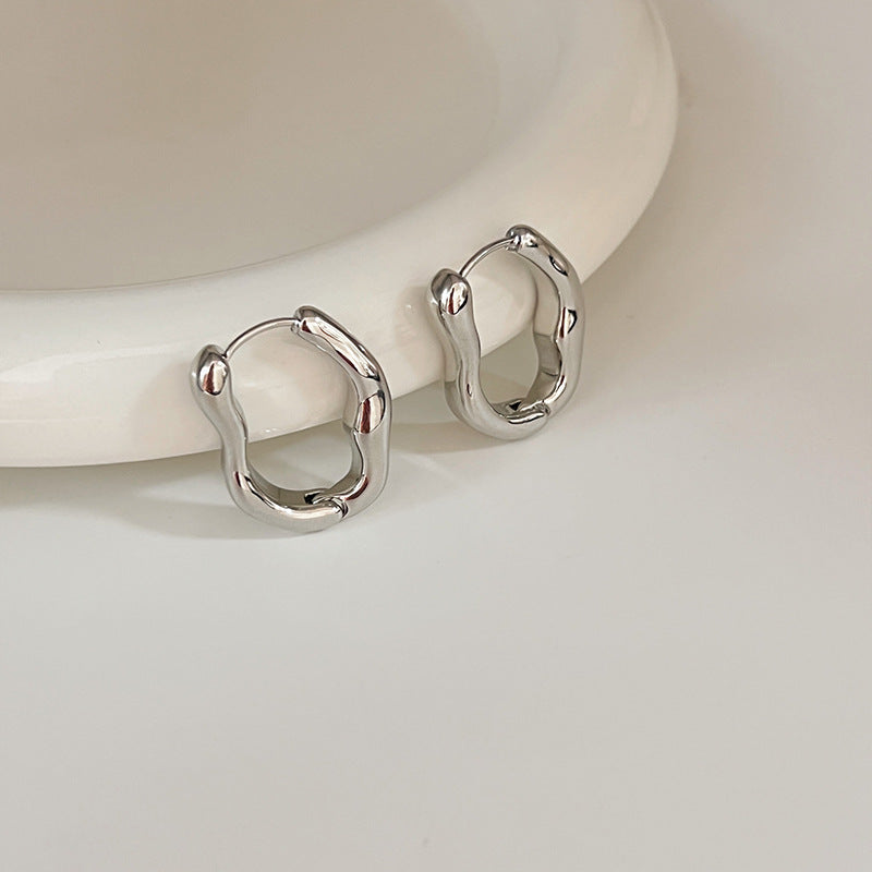 Vintage Irregular Gold And Silver Earrings