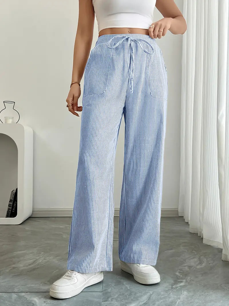 CD | Pantaloni eleganți cu dungi și buzunare