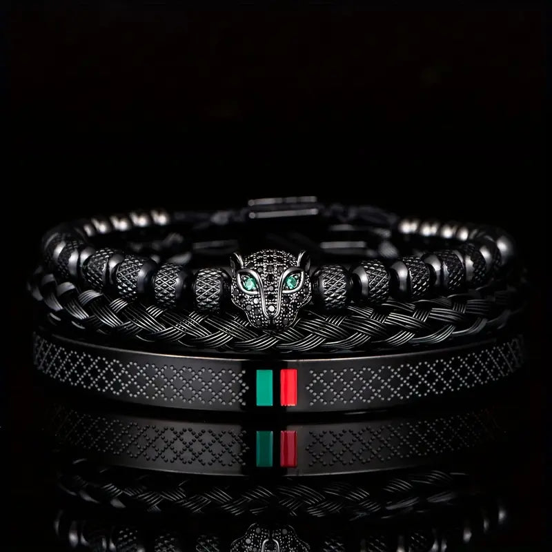 Luxurious Leopard Print Handbraided Leather Bracelet