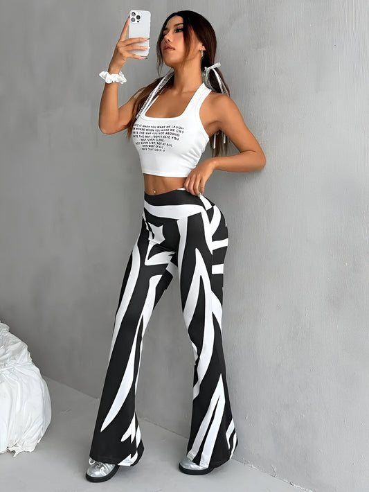CD | Pantaloni cu talie înaltă cu model floral