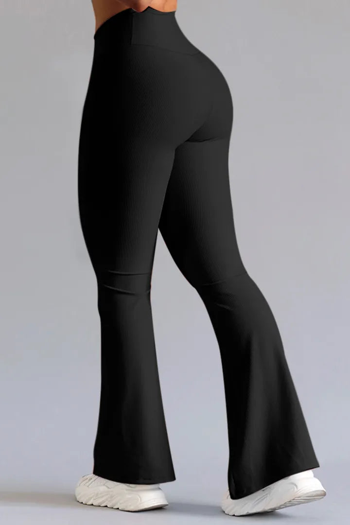 CD | Pantaloni sport din tricot de nervuri cu talie tăiată