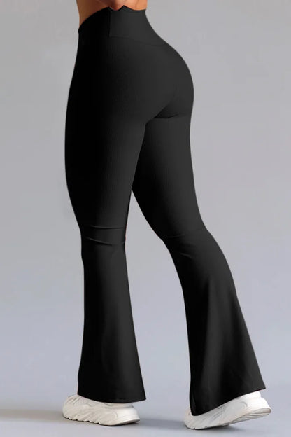 CD | Pantaloni sport din tricot de nervuri cu talie tăiată