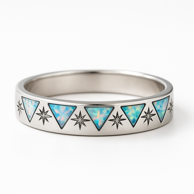 Opal & Diamond Sterling Silver Ring