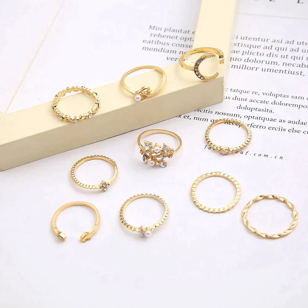 10 Pack Of Bohemian Silver And Gold Plated Rings