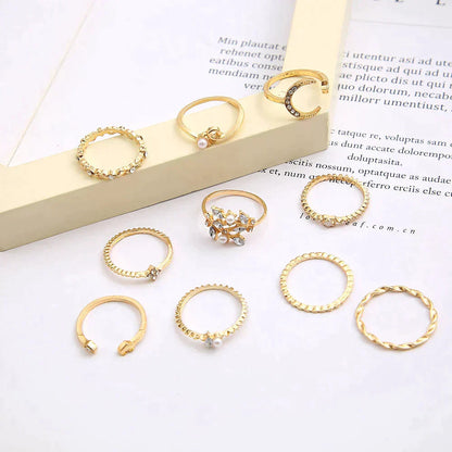 10 Pack Of Bohemian Silver And Gold Plated Rings