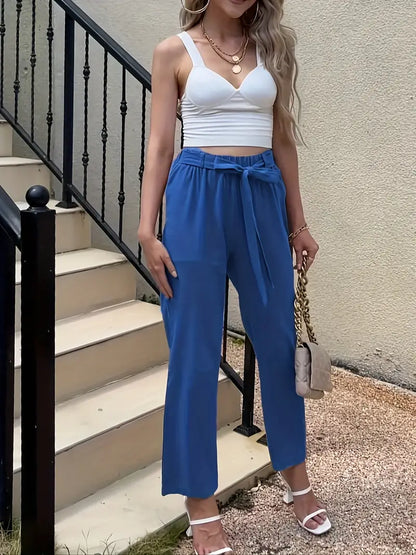 CD | Pantaloni casual cu talie cu nasturi pentru femei