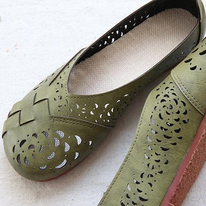 CD | Flats din piele respirabil în stil de epocă