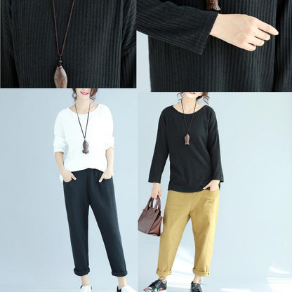 Baggy Loose Winter Woolen Black Sweater Fit Long Sleeve Knit Pullover