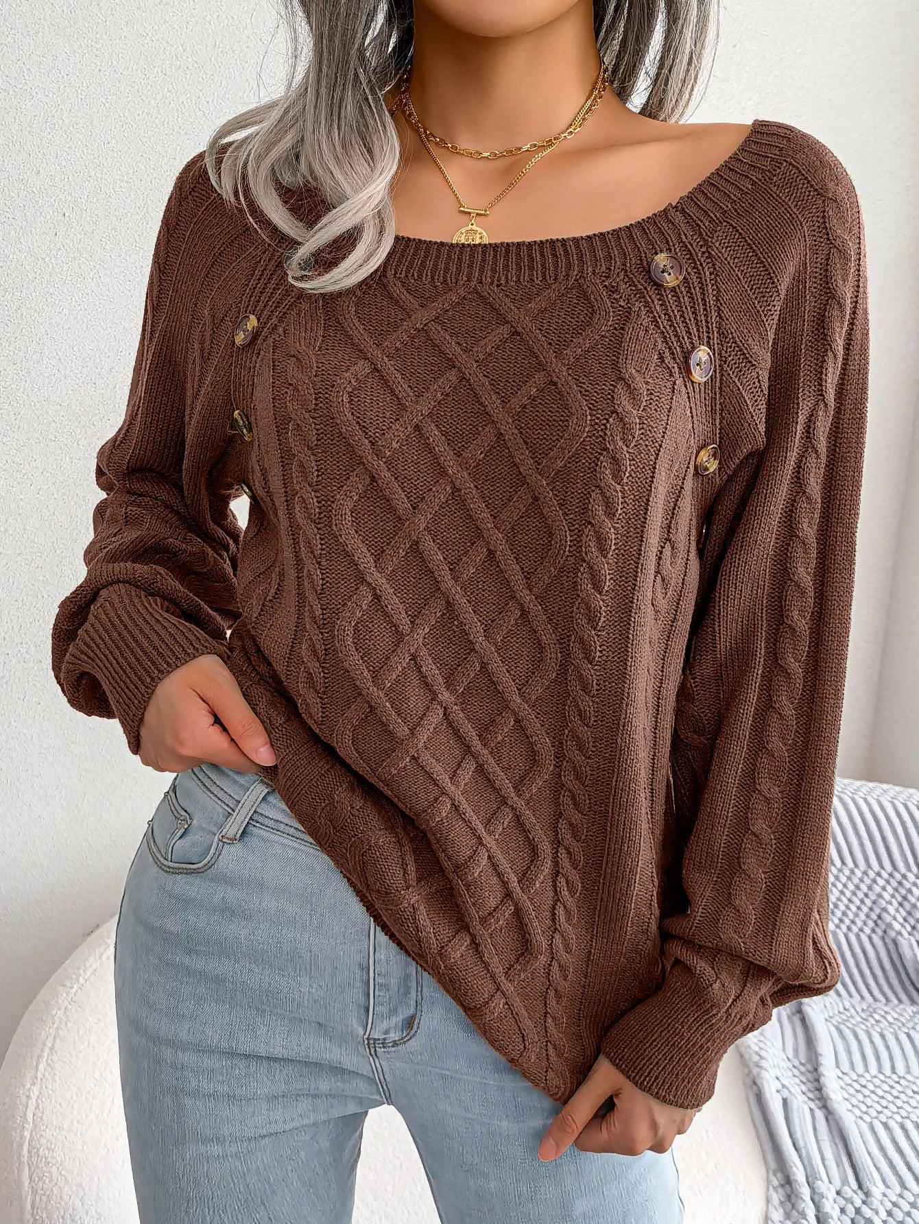 CD | MW - Pulover elegant tricotat cu cablu