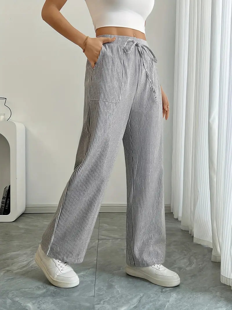 CD | Pantaloni eleganți cu dungi și buzunare
