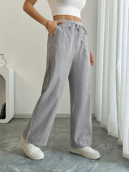 CD | Pantaloni eleganți cu dungi și buzunare