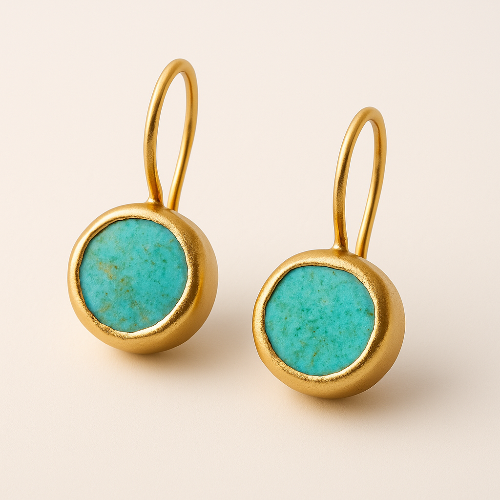 CopyGold Earrings With Turquoise Stone