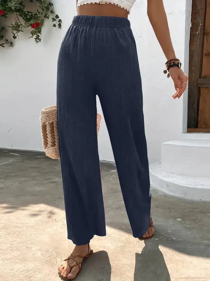 CD | Pantaloni cu talie înaltă cu picior lat talie completă