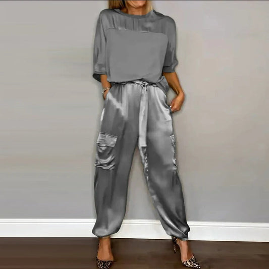 CD | Set elegant de top și pantaloni dantelați pentru femei