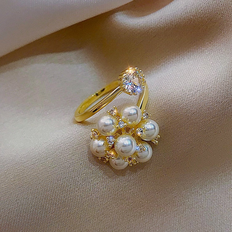 Adjustable Sweet Ring With Pearls