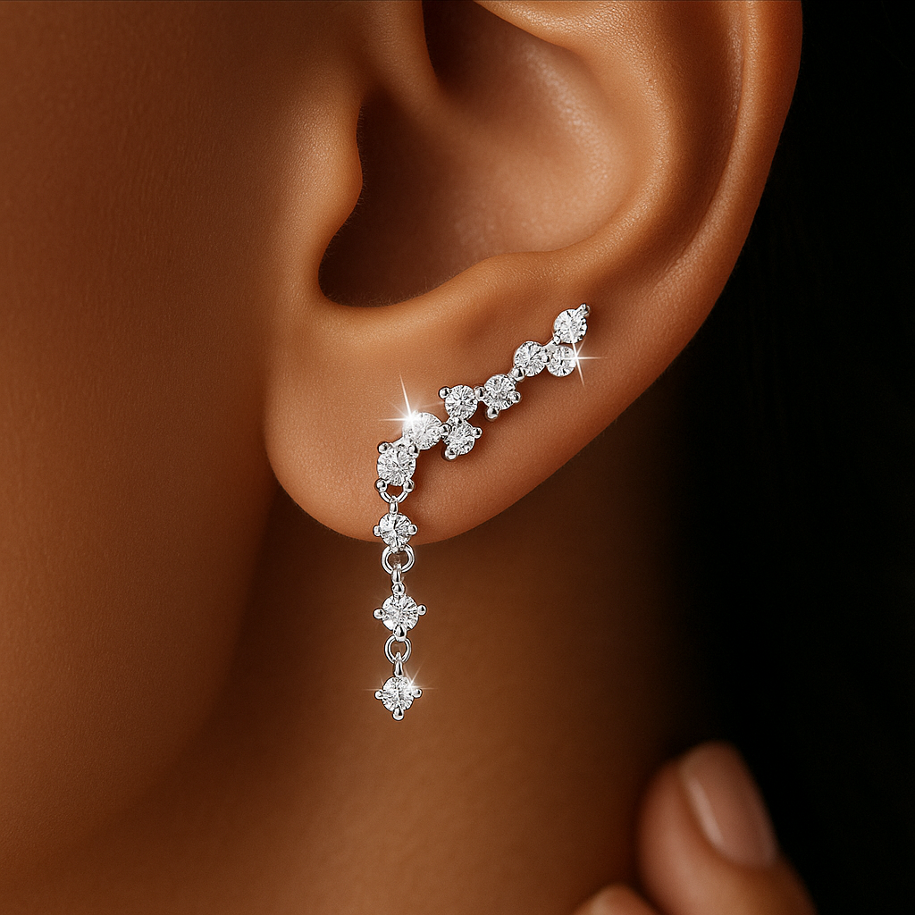 Zirconia Chain Trail Earrings