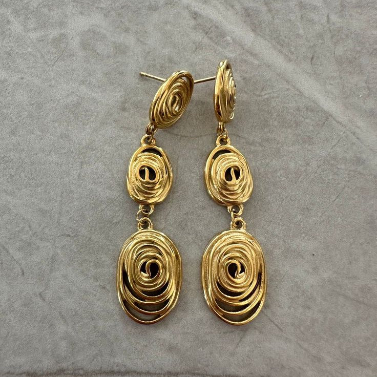 Boho Gold Spiral Thread Earrings