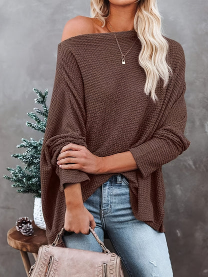 CD | Pulover casual tricotat cu mâneci lungi, oversized