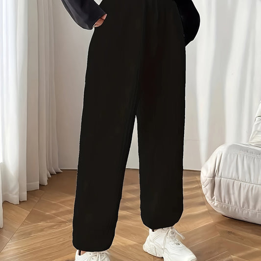 CD | Pantaloni casual de jogging pentru femei, tricotați cu vafe