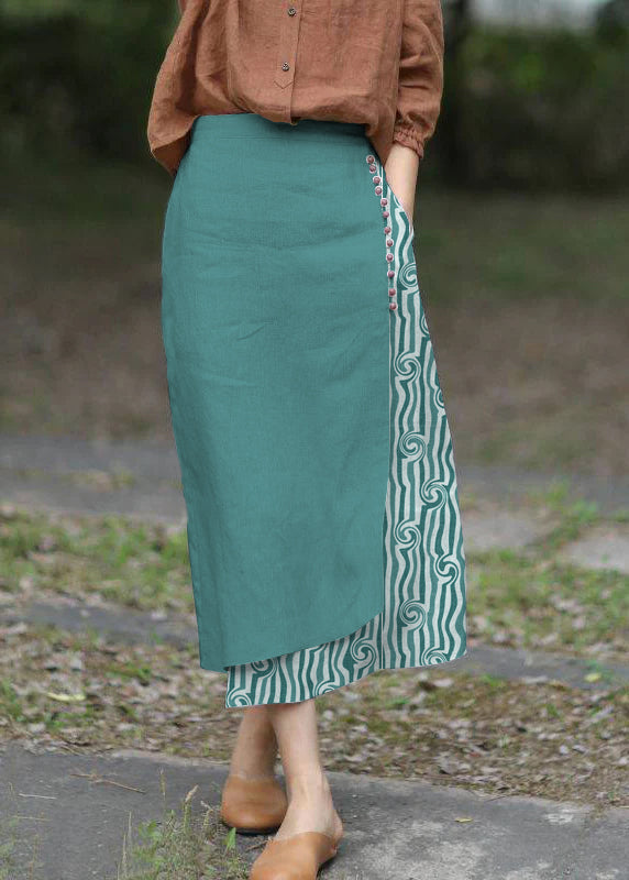 Boutique White Flowers Asymmetrical Design Elastic Waist a Line Skirts Spring