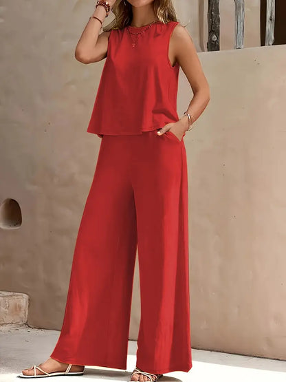 CD | Set format dintr-un top fără mâneci și pantaloni cu picioare largi