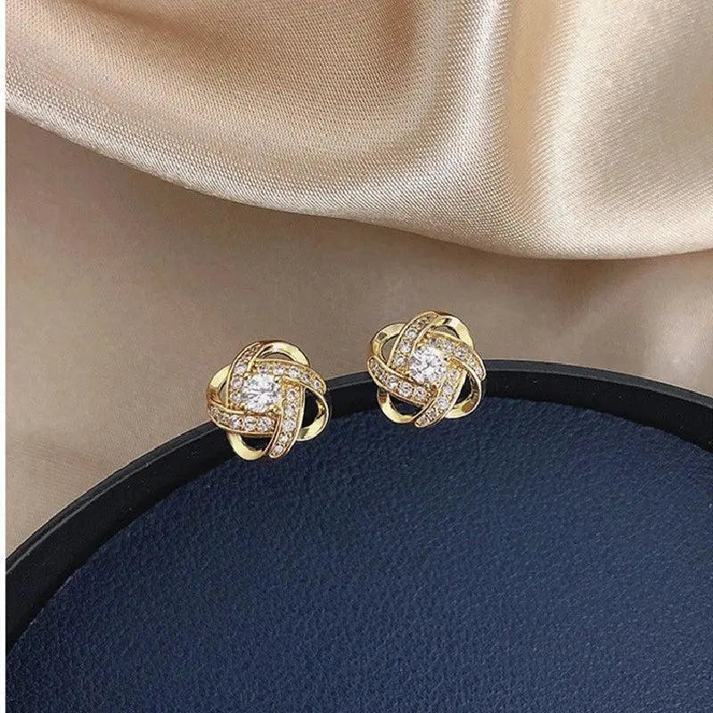 Spiral Flower Cross Earrings