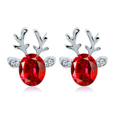 Festive Reindeer Crystal Stud Earrings
