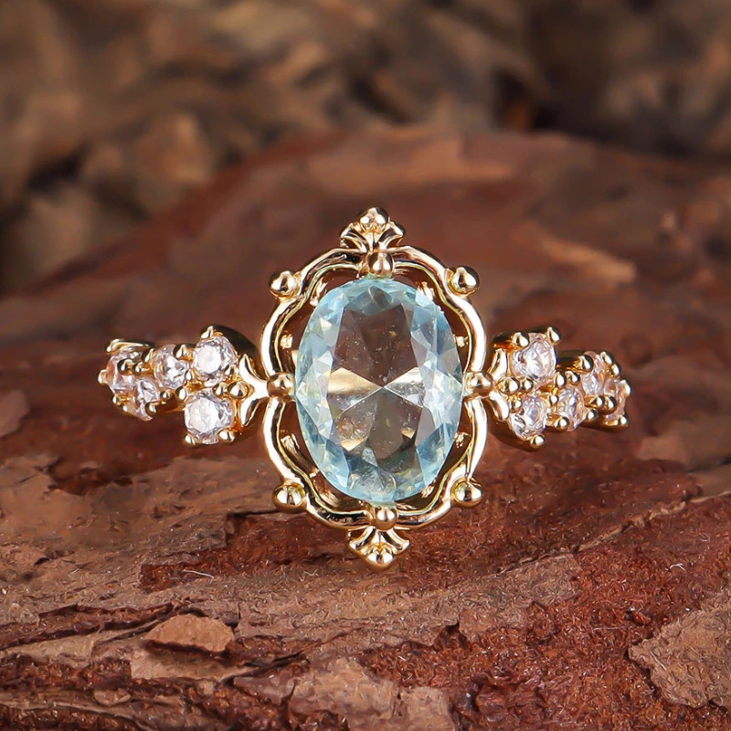 Blue Crystalline Spark Ring