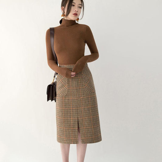 Cozy Chocolate Winter Sweater High Neck Knitted Tops Boutique Knitted Sweaters