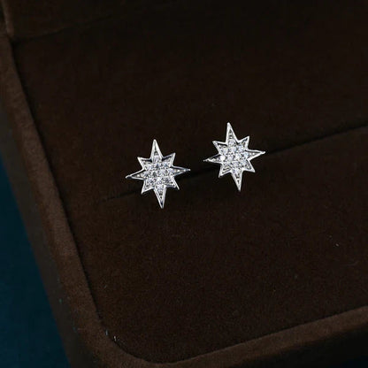Starburst Stud Earrings In Sterling Silver