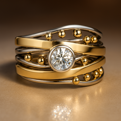 Vintage Gold Inlaid Zirconia Ring