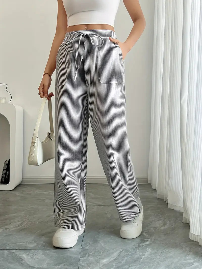 CD | Pantaloni eleganți cu dungi și buzunare