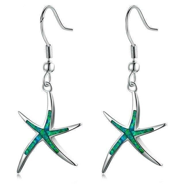 Starfish Earrings In Opal And Silver