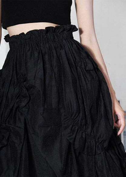 Diy Black Cinched Tulle Patchwork Skirt Spring