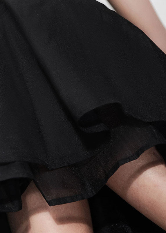 Diy Black Cinched Tulle Patchwork Skirt Spring