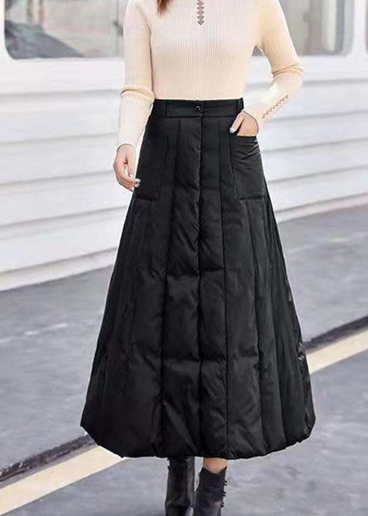 Diy Black Pockets Patchwork Fine Cotton Filled Skirts Winter