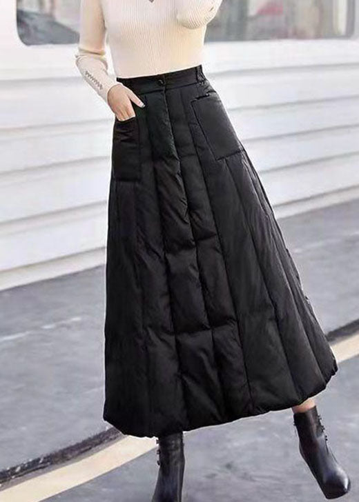 Diy Black Pockets Patchwork Fine Cotton Filled Skirts Winter