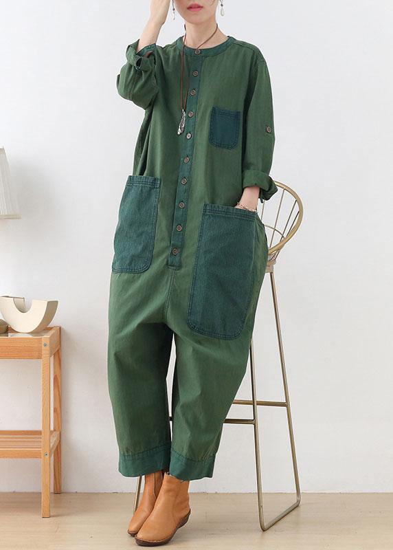 Diy Green Retro Fall Denim Romper Outfit