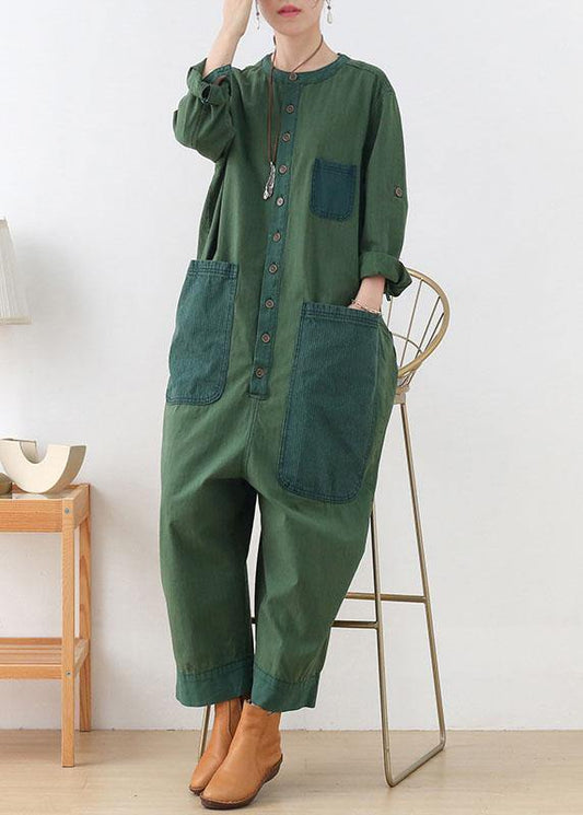 Diy Green Retro Fall Denim Romper Outfit