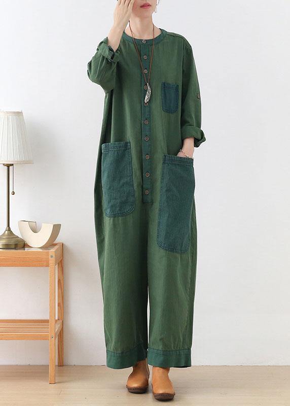 Diy Green Retro Fall Denim Romper Outfit