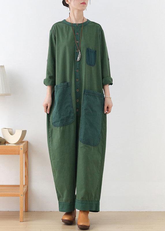 Diy Green Retro Fall Denim Romper Outfit